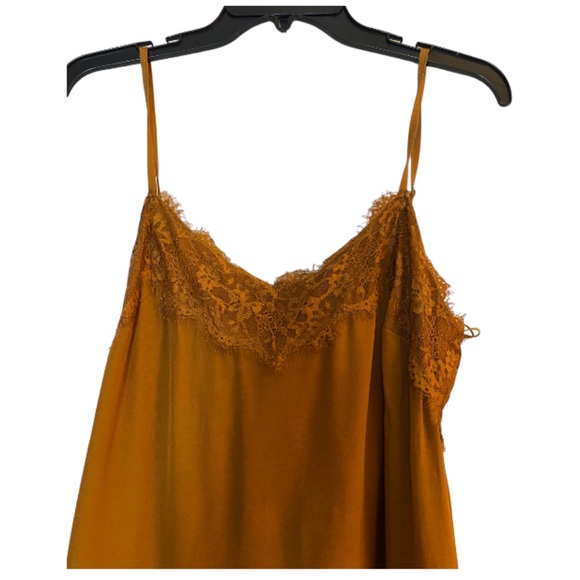 Wishlist Apparel Womens Cami Tank Top Brown Lace Neckline Viscose Rayon Medium - Picture 4 of 6